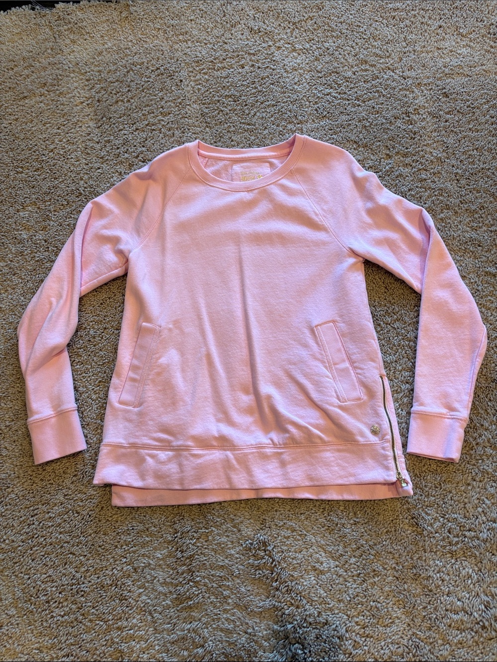 Lilly Pulitzer Light Pink Beach Comber Sweatshirt with Side Zips